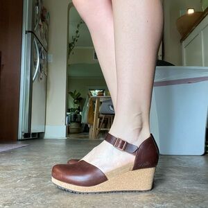 Birkenstock Dark Brown Leather Wedges